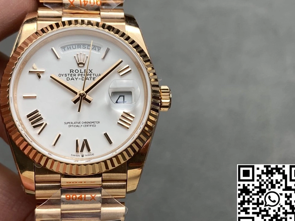 Date Rose Day M128235 Factory Dial Rolex White Gold v5 Tungsten Steel 36mm QF 0924